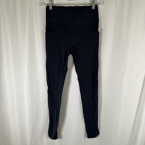 Athleta Girl Leggings Girls XL 14 Blue Pull On Drawstring Stretch 26" Inseam - Picture 1 of 12